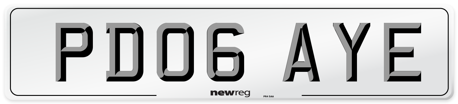 PD06 AYE Number Plate from New Reg